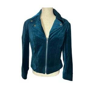 Chicos Women’s Velvet Moto Jacket Full Zip Size Large (2) Dark Boho Edgy